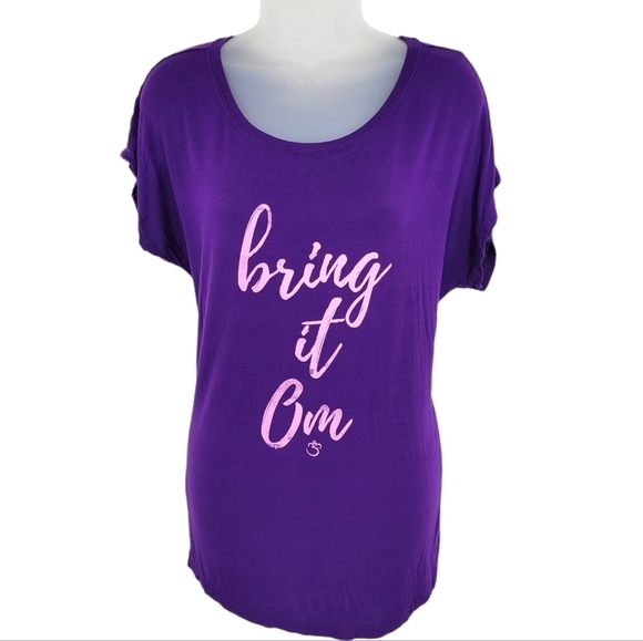 GAIAM ‘bring it om’ Womens Workout Purple and Pink T-Shirt Size XS - Picture 12 of 12
